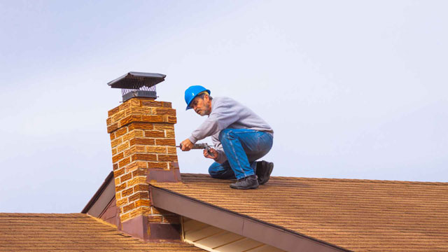 Man repairing chimney